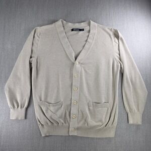 Boca Classics Cardigan Sweater Mens Large Tan Cotton Blend V-Neck Button Front